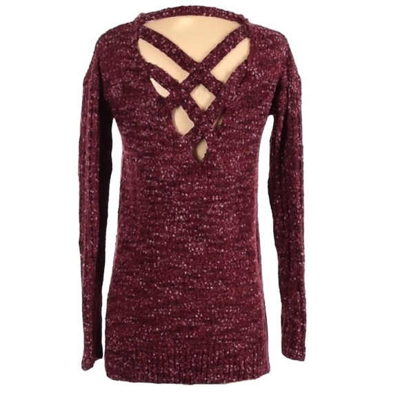 XHILARTION PULLOVER PURPLE KNIT CHUNKY SWEATER CRISSCROSS DETAIL SIZE SMALL - Picture 4 of 7